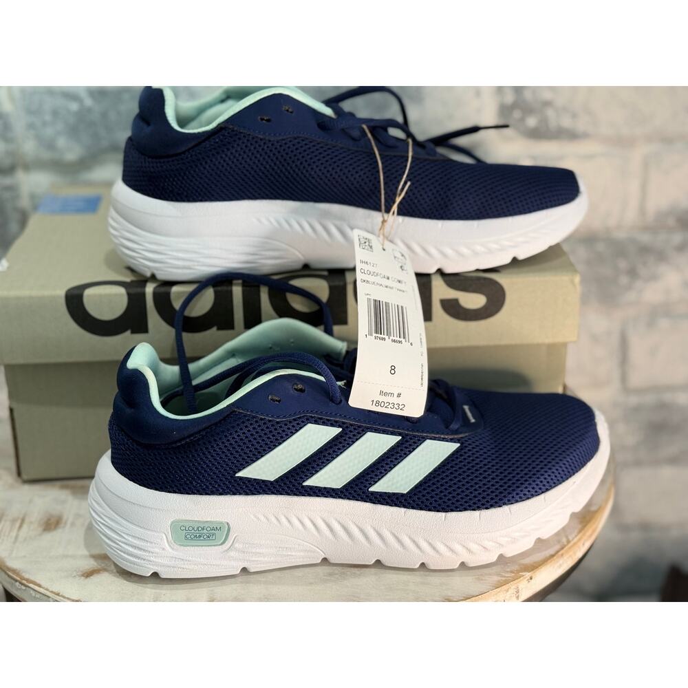 Adidas Women’s Cloudfoam Comfy Dark Blue Halo Mint size 8.5 Sneakers